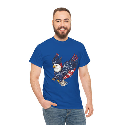 Patriotic Eagle Tee | Unisex Heavy Cotton T-Shirt for Independence Day, Memorial Day, Veterans Day, Gift for Nature Lovers, Casual Wear