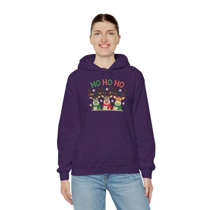 Ho Ho Ho Reindeer Hoodie, Cute Christmas Holiday Pullover for Women