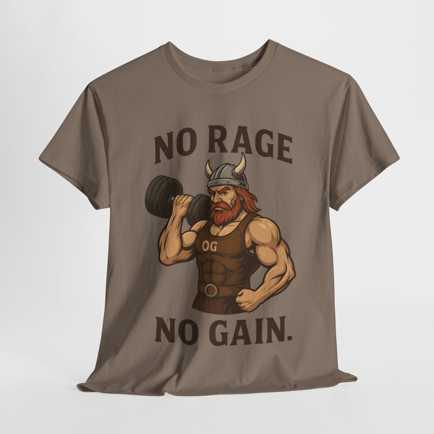 No Rage No Gain Viking Gym Shirt, Funny Muscle Workout Tee, Barbarian Fitness T-Shirt for Men, Powerlifting Humor Shirt, Viking Lifting Gift