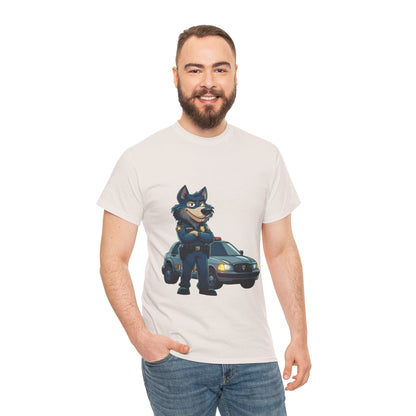 Cool Police Wolf Cartoon Shirt, Funny Cop Animal Graphic Tee,  Law Enforcement Gift T-Shirt, Tee for Dog Lovers, Gifts for Police Week