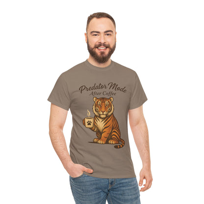 Predator Mode After Coffee Tiger Shirt, Funny Coffee Lover Tee, Mens Caffeine Graphic Tee, Morning Motivation Tiger Shirt,Coffee Addict Gift