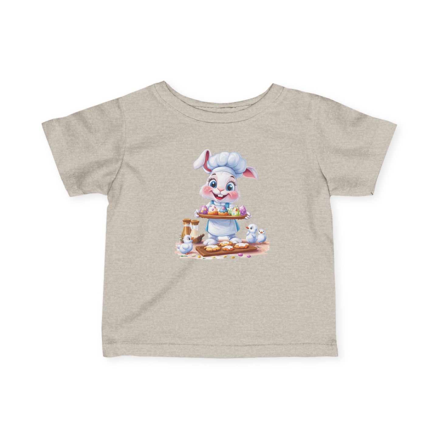 Infant Easter Bunny Chef Tee, Baby Baker T-Shirt with Colorful Eggs, Cute Spring Outfit for 6-24 Months, Funny Holiday Gift Baby Easter Gift