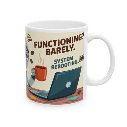 Funny Robot Coffee Mug, I Run on Coffee and Chaos, Tired Office Humor Cup, Lazy Tech Lover Gift, Gift for Coffee Lovers, Office Humor