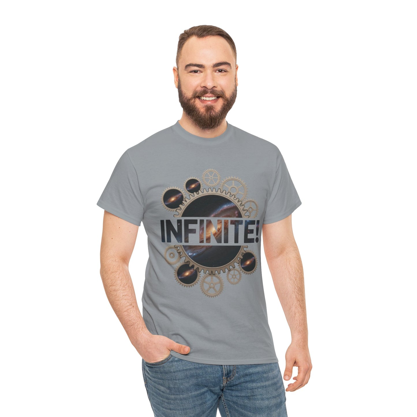 Steampunk Space Gears T-Shirt, Unisex Infinite Universe Graphic Tee, Cosmic Mechanical Design Tee for Sci-Fi & Engineering Lovers