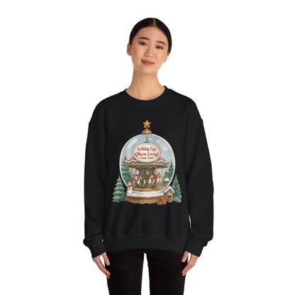 Holiday Café Christmas Sweatshirt, Warm Cocoa Snow Globe Pullover