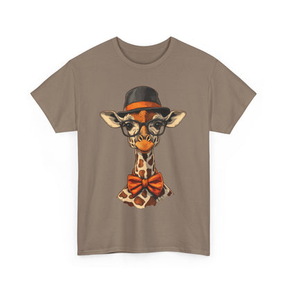 Hipster Giraffe T-Shirt with Hat and Glasses, Whimsical Giraffe Tee, Fun Gift, Cute Graphic Shirt, Unisex Heavy Cotton Tee