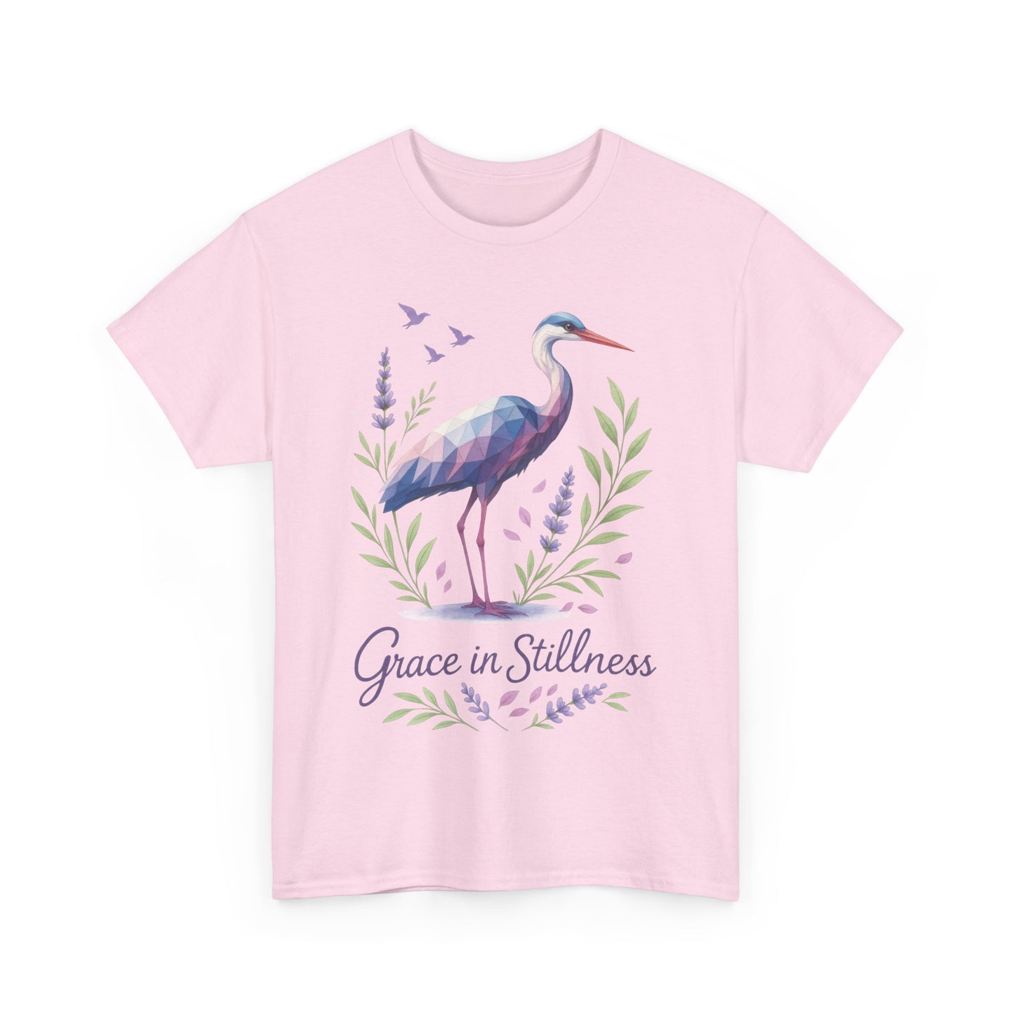 Polygonal Heron Graphic Shirt, Womens Artistic Bird Tee, Nature-Inspired Minimalist Design, Geometric Crane Tee, Bird Lovers Gift