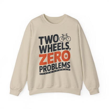 Men's Heavy Blend™ Crewneck Sweatshirt, Two Wheels Zero Problems Mens Casual Biker Sweatshirt, Gift for Cyclists