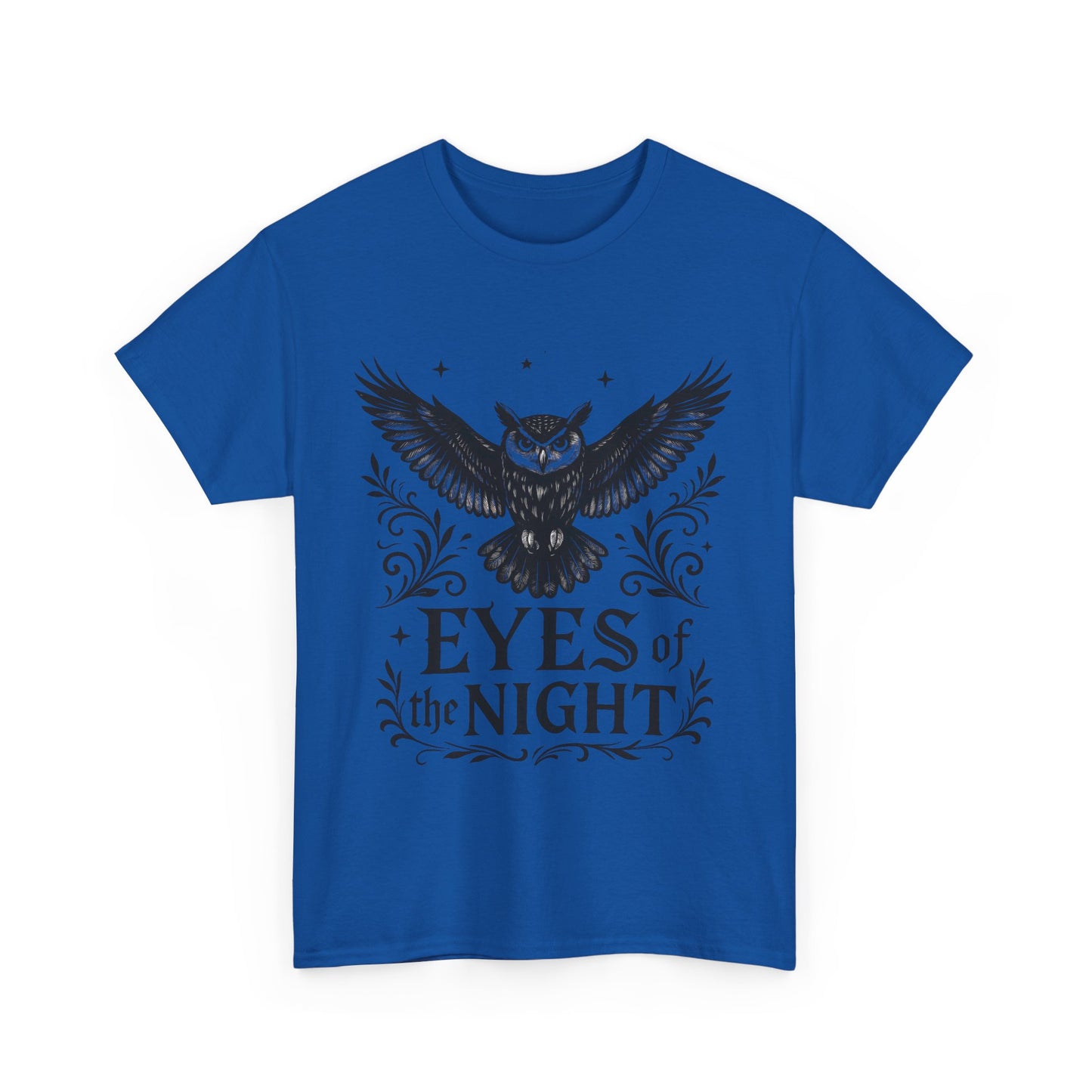 Cool Owl Graphic Unisex Heavy Cotton Tee, Flying Owl Art T-Shirt, Animal Print Tee, Gothic Bird Graphic Tee, Mens Gothic Style Shirt