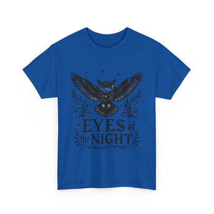 Cool Owl Graphic Unisex Heavy Cotton Tee, Flying Owl Art T-Shirt, Animal Print Tee, Gothic Bird Graphic Tee, Mens Gothic Style Shirt