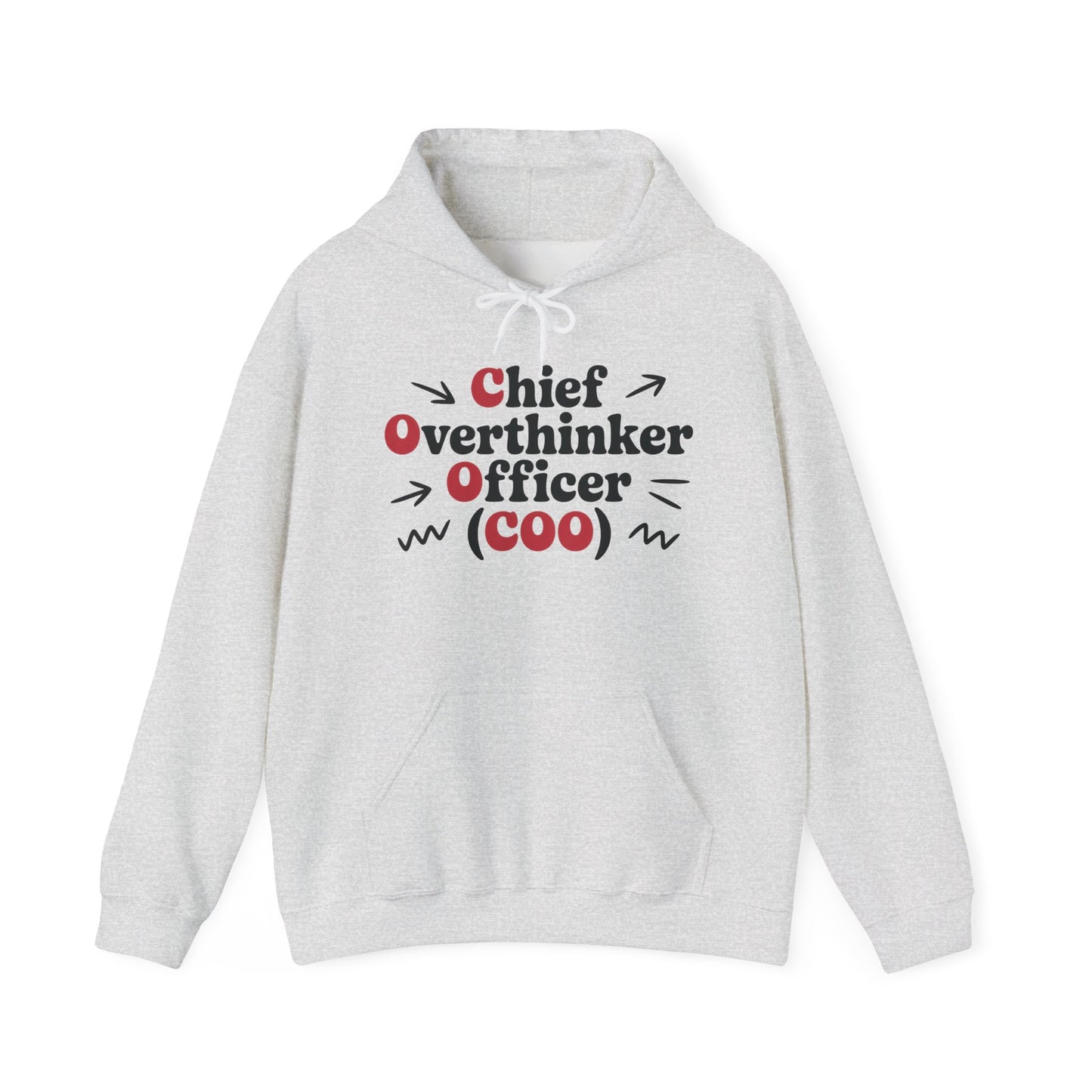 Chief Overthinker Officer Women's Hoodie, Funny COO Graphic Pullover, Sarcastic Office Humor Gift, Women's Heavy Blend™ Hooded Sweatshirt