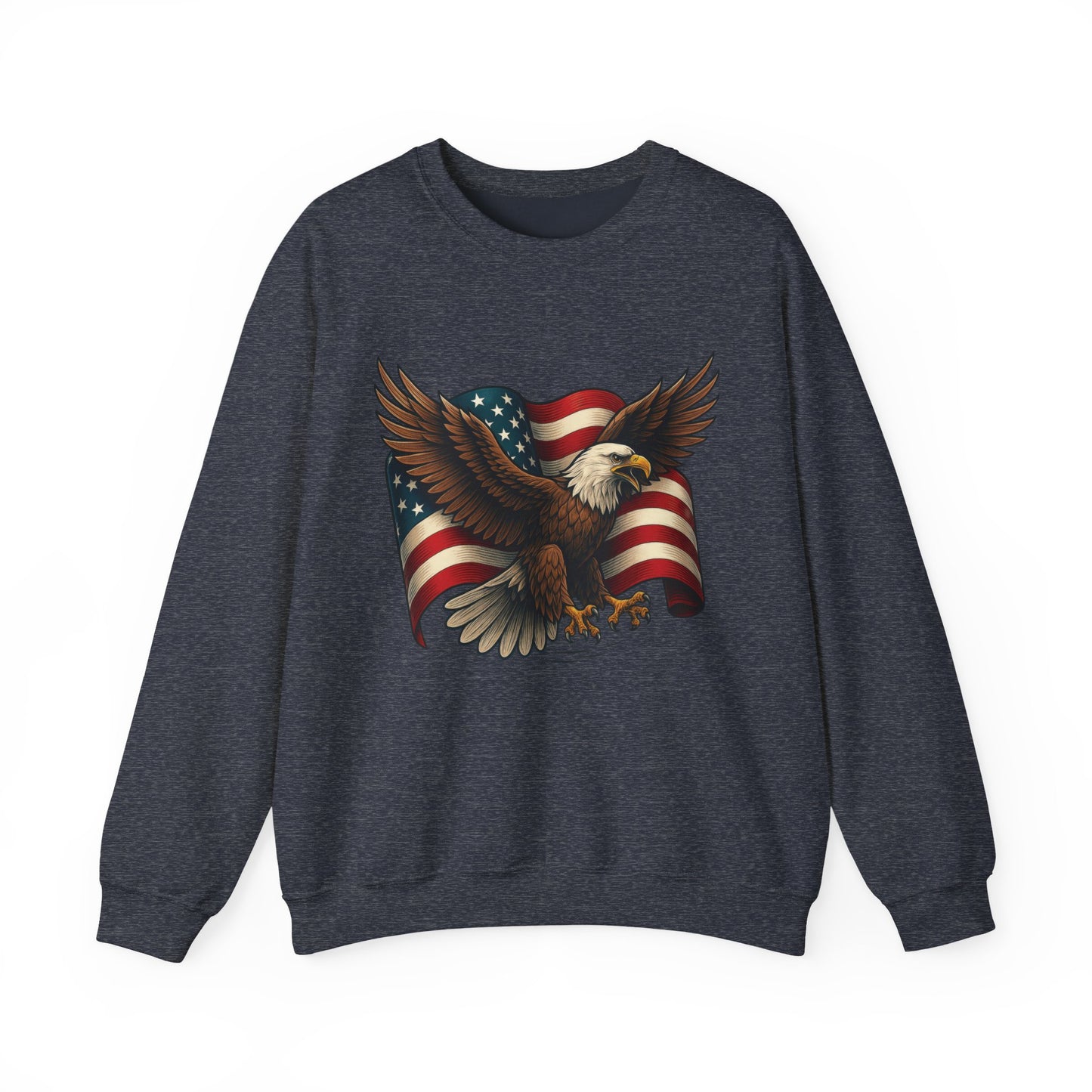 Patriotic Eagle Sweatshirt - Unisex Crewneck, USA Flag Apparel, Memorial Day, Veteran's Day, Independence Day, Gift for Patriots