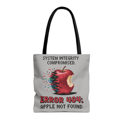 Error 404 Apple Tote Bag, Geek Tote, Funny Shopping Bag, Gift for Tech Lovers, Apple Lovers Tote, Digital Design Bag, Large Tote Bag, Weekender Bag, Beach Bag