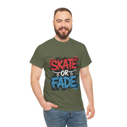 Skate Or Fade Men's T-Shirt, Graffiti Skateboarding Graphic Tee, Urban Streetwear Skater Top