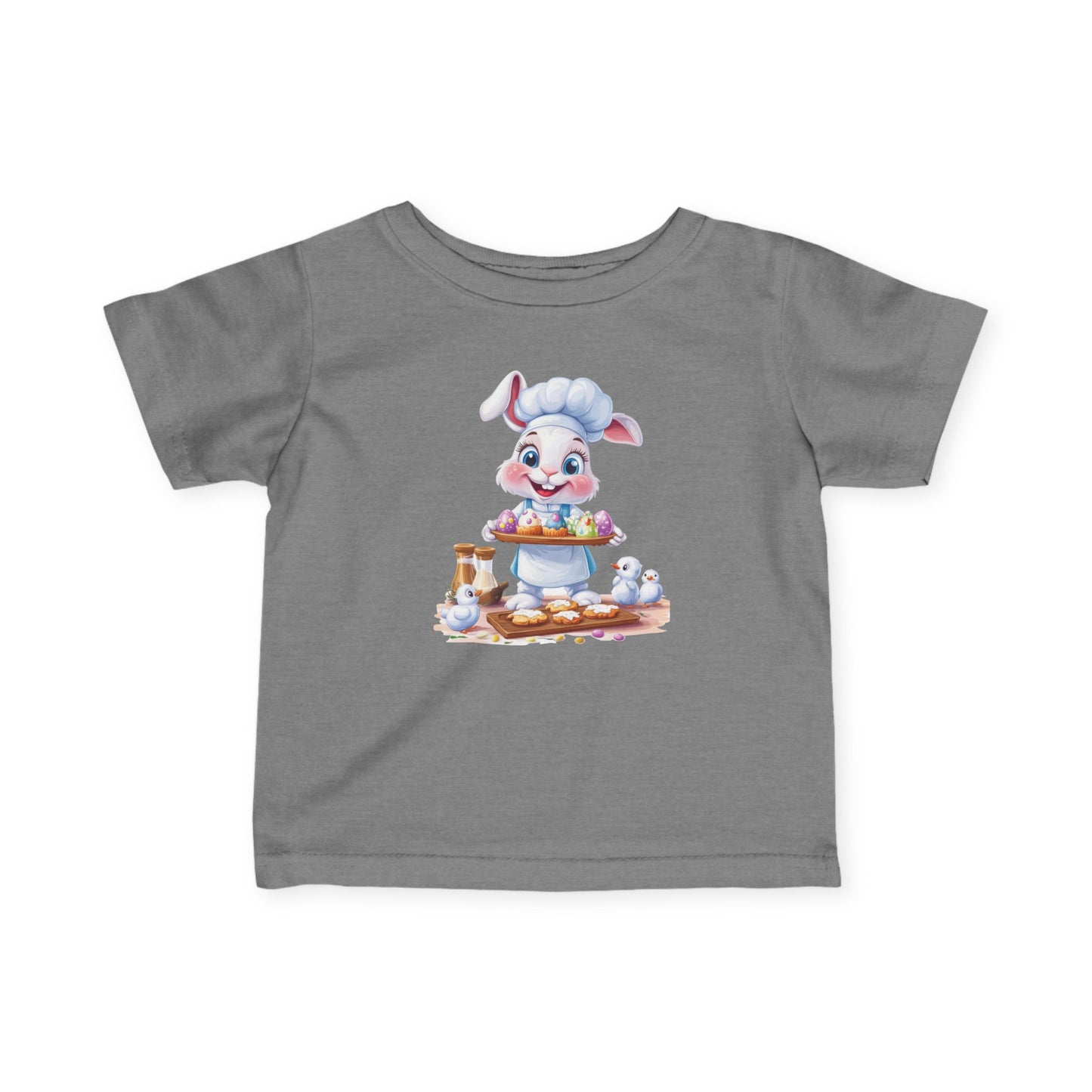 Infant Easter Bunny Chef Tee, Baby Baker T-Shirt with Colorful Eggs, Cute Spring Outfit for 6-24 Months, Funny Holiday Gift Baby Easter Gift