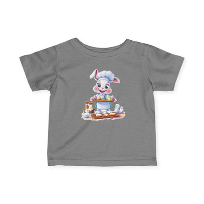 Infant Easter Bunny Chef Tee, Baby Baker T-Shirt with Colorful Eggs, Cute Spring Outfit for 6-24 Months, Funny Holiday Gift Baby Easter Gift