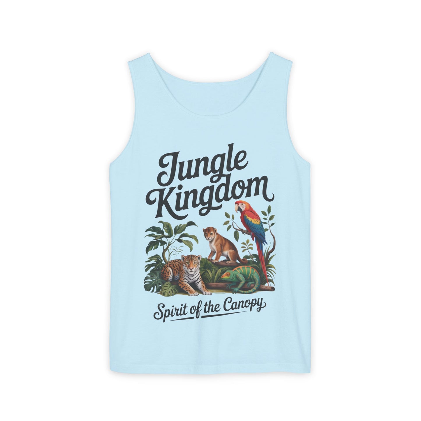 Jungle Kingdom Tank Top, Womens Garment-Dyed Sleeveless Shirt, Spirit of the Canopy Tee, Summer Outfit, Eco-Friendly Casual Wear