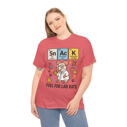 Funny Womens Science T-Shirt,Periodic Table Tee, Fuel for Lab Rats Nerdy Shirt, Gifts for STEM Lovers, Quirky Science Apparel
