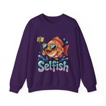 Selfish Womens Sweatshirt, Funny Selfie Pullover, Cute Ocean Pun Sweater, Playful Sea Life Gift, Fun Gift for Fish Lovers, Fishing Apparel