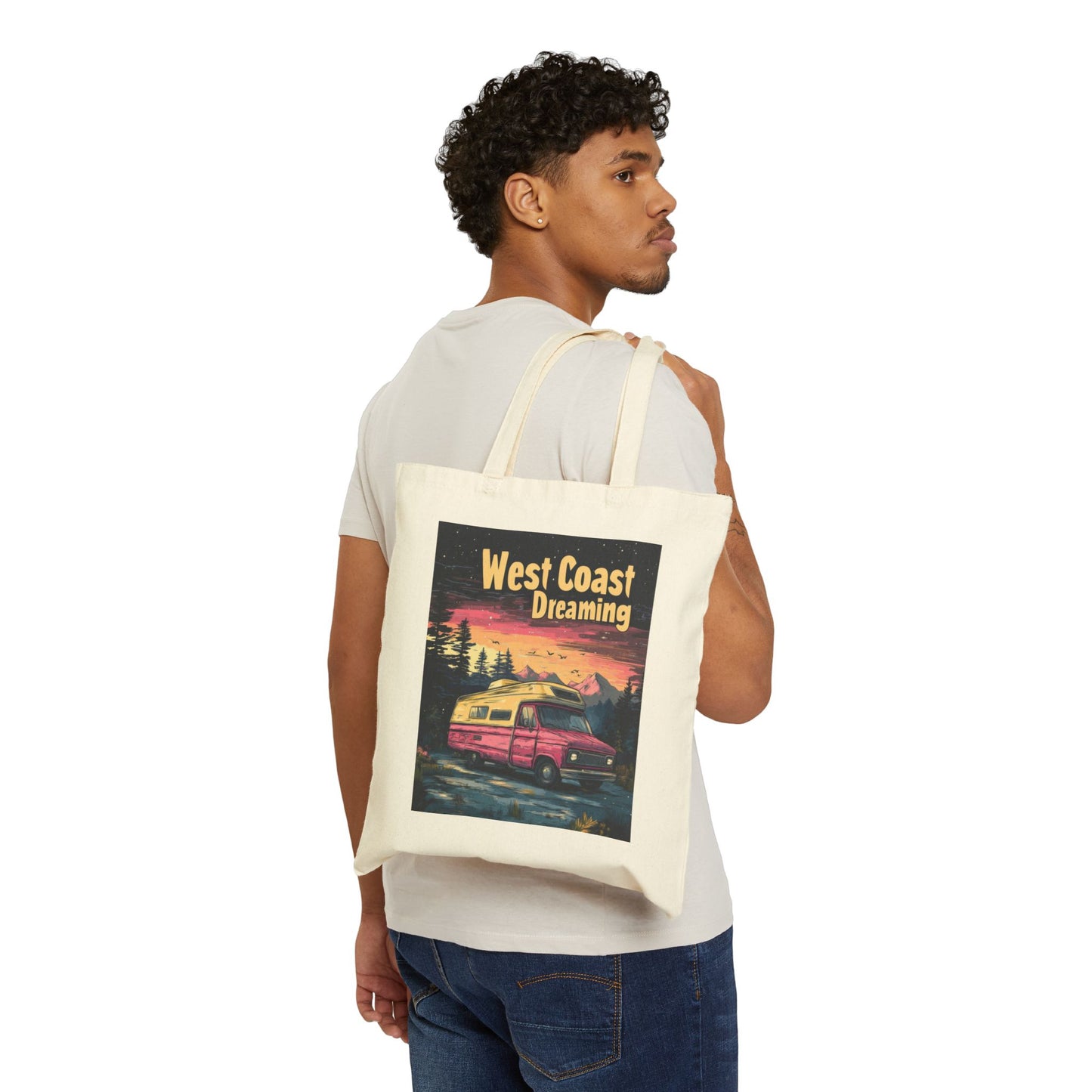 West Coast Dreaming Tote Bag, Eco-Friendly Cotton Bag, Beach Bag, Travel Tote, Gift for Adventure Lovers
