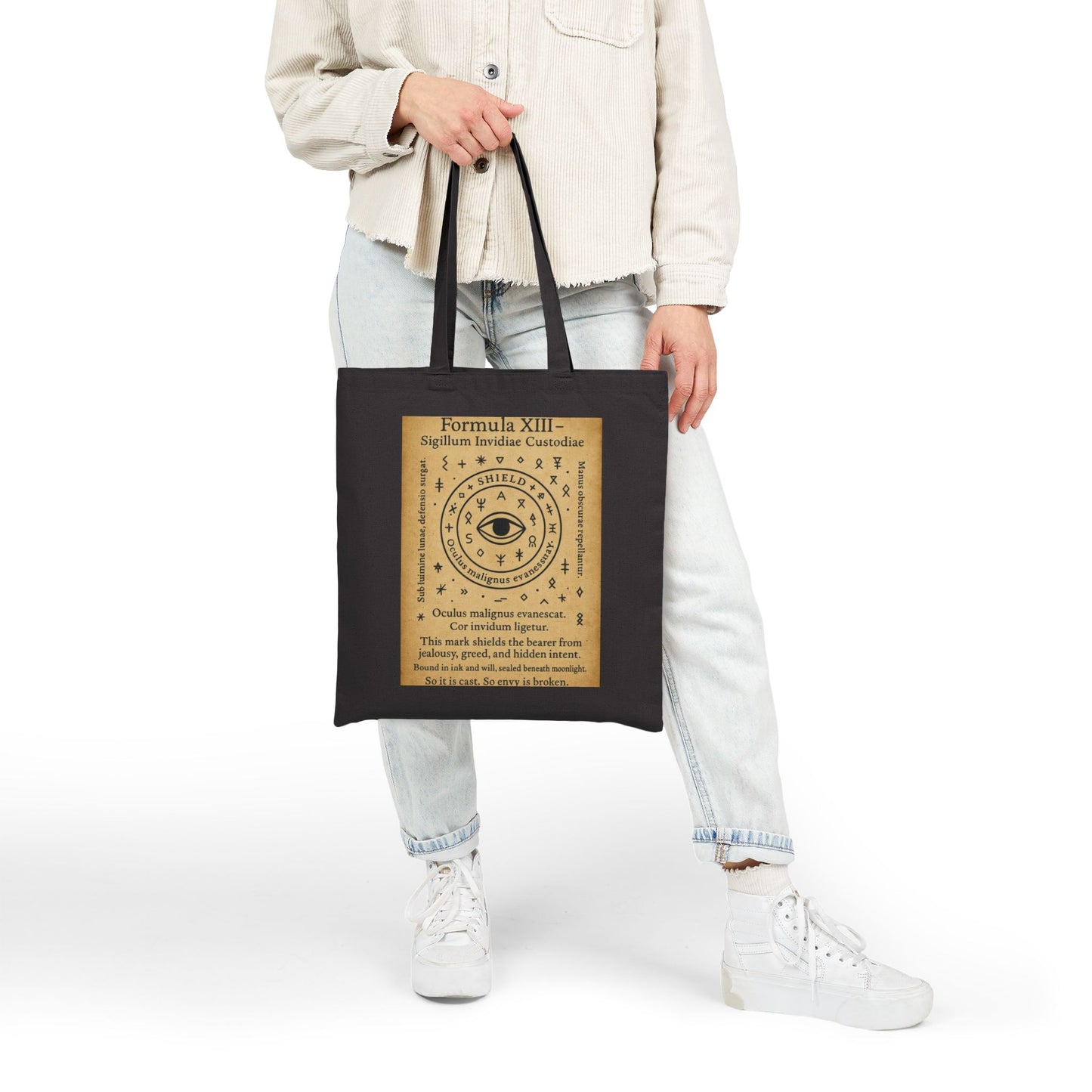 Sigil of Protection from Envy Tote Bag, Evil Eye Ward Symbol, Occult Energy Shield, Witchy Canvas Bag, Mystic Charm Art, Boho Chic
