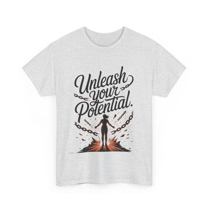 Unleash Your Potential Women's Tee, Motivational T-Shirt, Inspirational Cotton Tee, Gift for Gym Lovers, Positive Energy Top