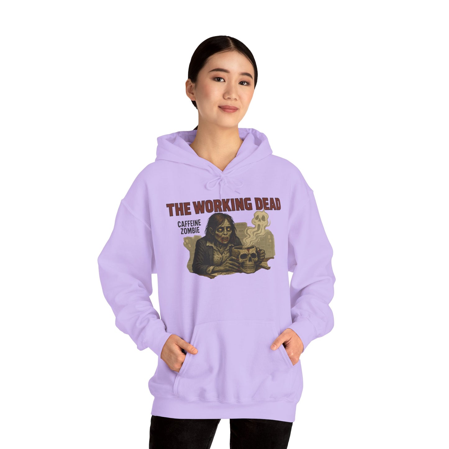 The Working Dead Women's Zombie Hoodie, Work Humor Hoodie, Halloween Work Top, Coffee Zombie Hoodie