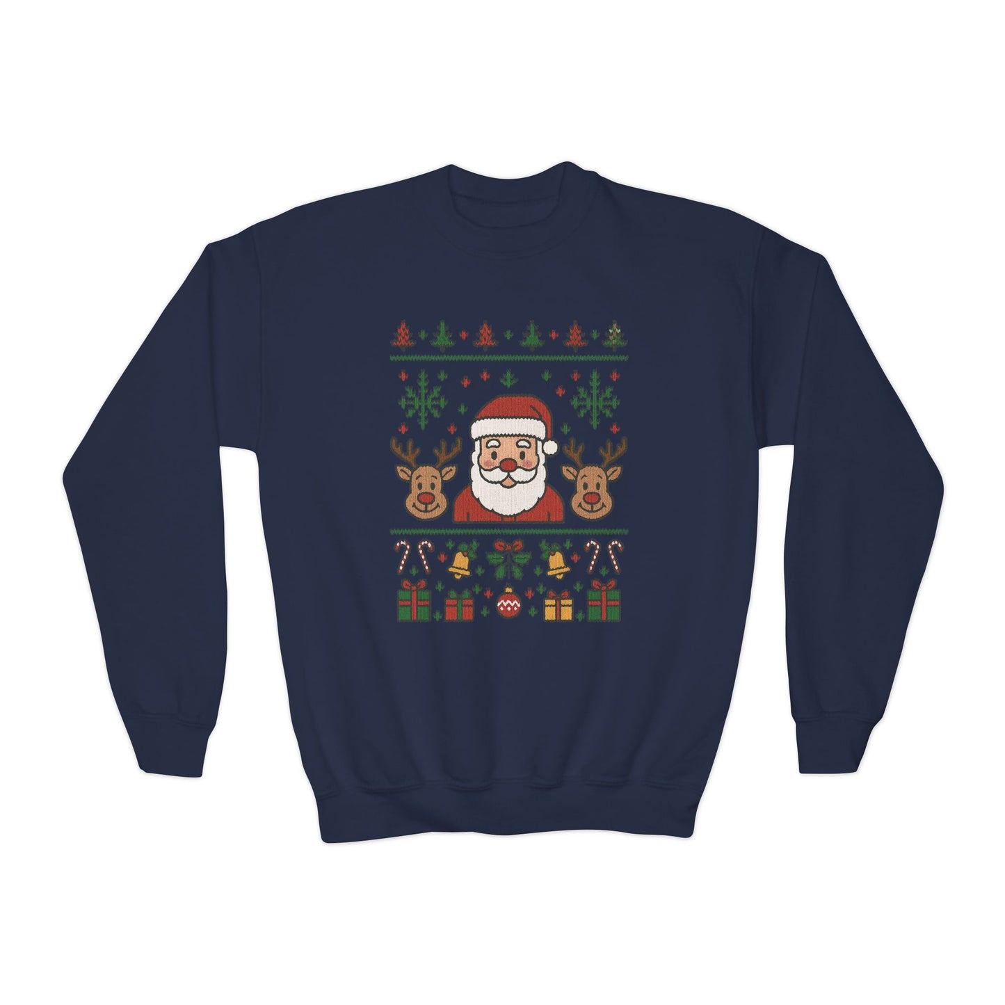 Santa - Reindeer Christmas Sweatshirt for Kids, Cozy Holiday Jumper, Youth Crewneck Sweatshirt