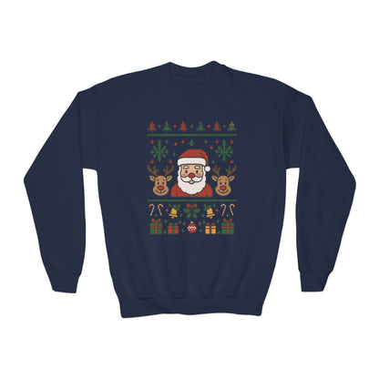 Santa - Reindeer Christmas Sweatshirt for Kids, Cozy Holiday Jumper, Youth Crewneck Sweatshirt