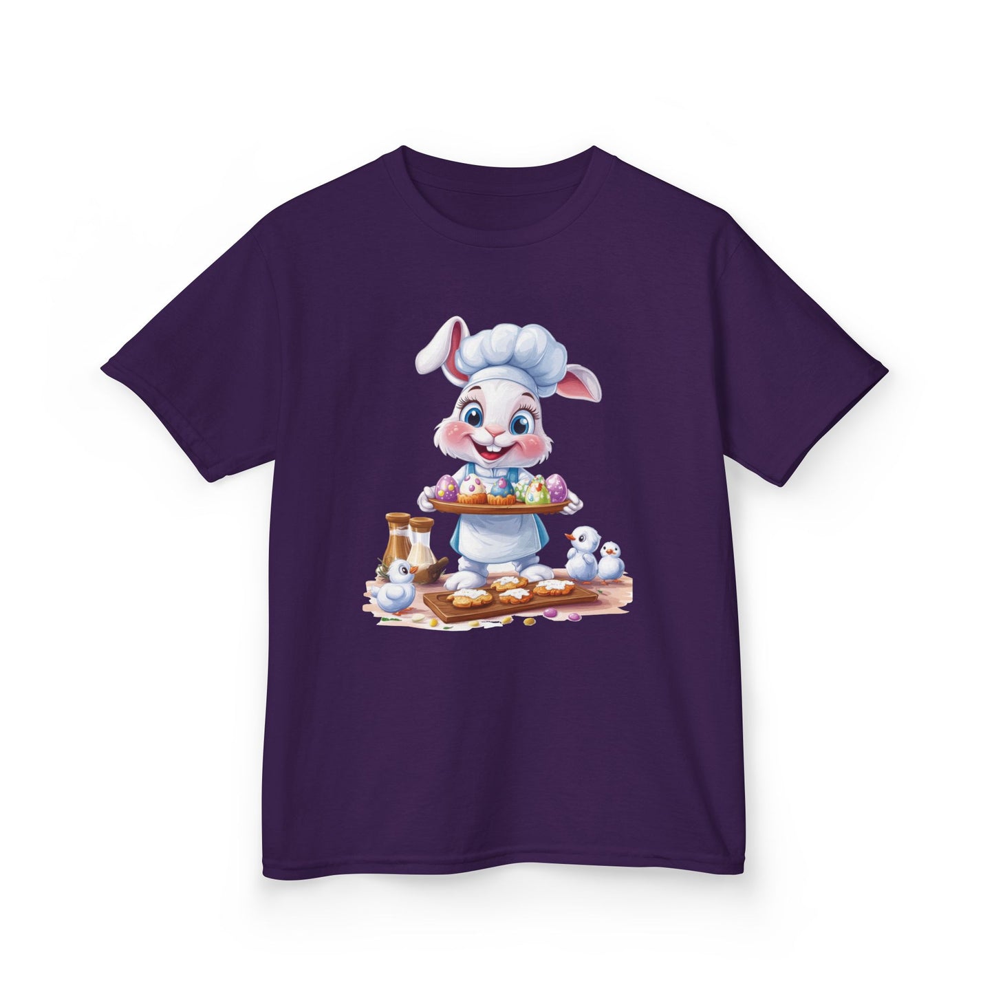 Easter Bunny Chef Kids T-Shirt, Cute Spring Baking Tee with Eggs, Toddler Easter Outfit, Bunny Holding Egg Tray Tee, Cute Animal Design