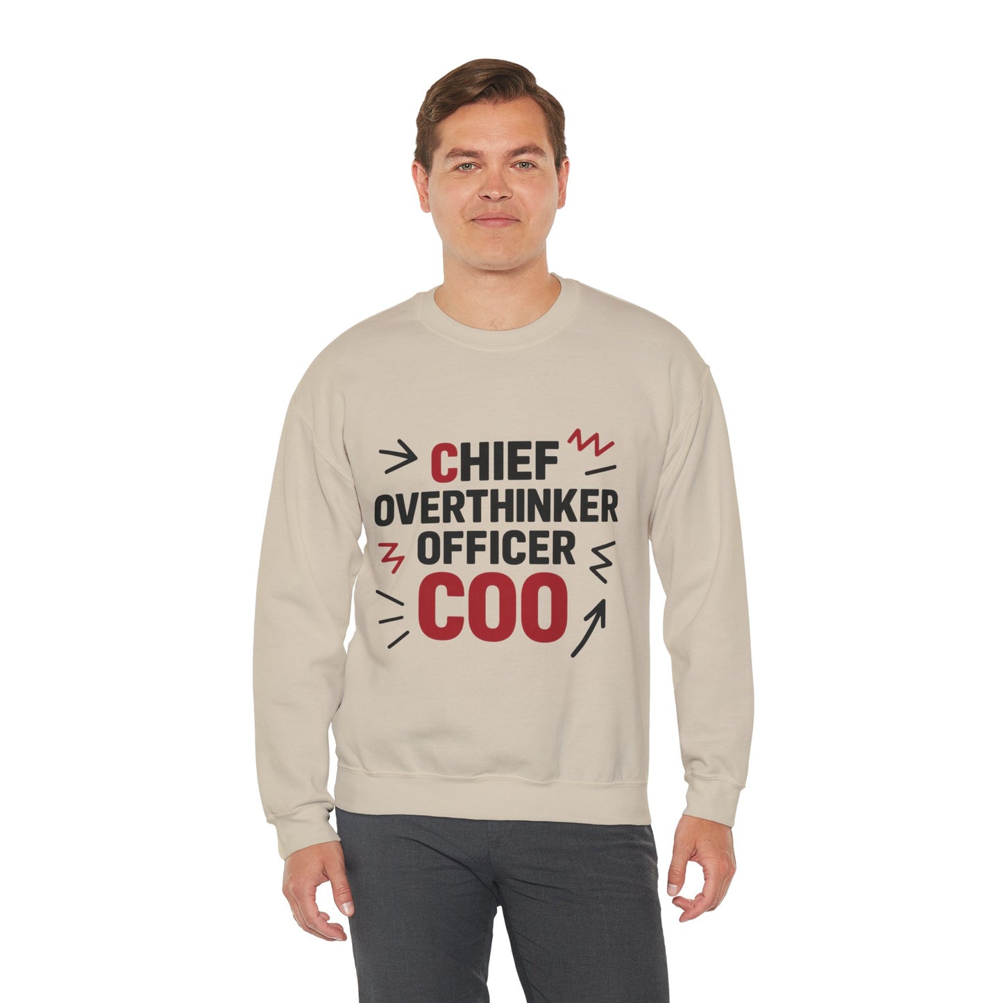 Chief Overthinker Officer Men's Sweatshirt, COO Funny Office Humor Graphic Pullover, Men's Heavy Blend™ Crewneck Sweatshirt
