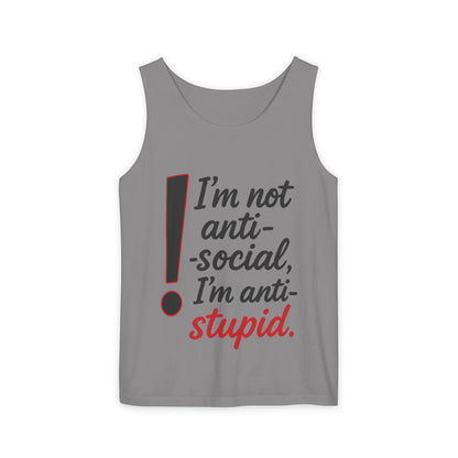 Snarky Anti-Social Mens Tank Top, Funny Summer Apparel, Mens Gift, Beachwear, Humorous Mens Tee, Graphic Tee for Introverts & Thinkers