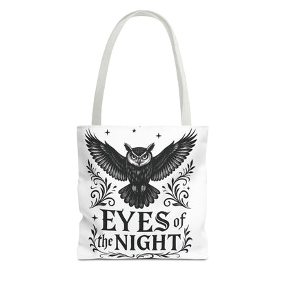 Eyes of the Night Owl Tote Bag, Artsy Shopping Bag, Eco-Friendly Carryall, Unique Gift for Animal Lovers, Halloween Decor, Beach Tote