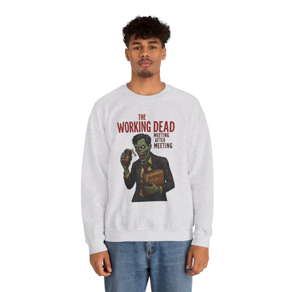 The Working Dead Men's Funny Zombie Sweatshirt, Office Humor Crewneck, Halloween Work Top