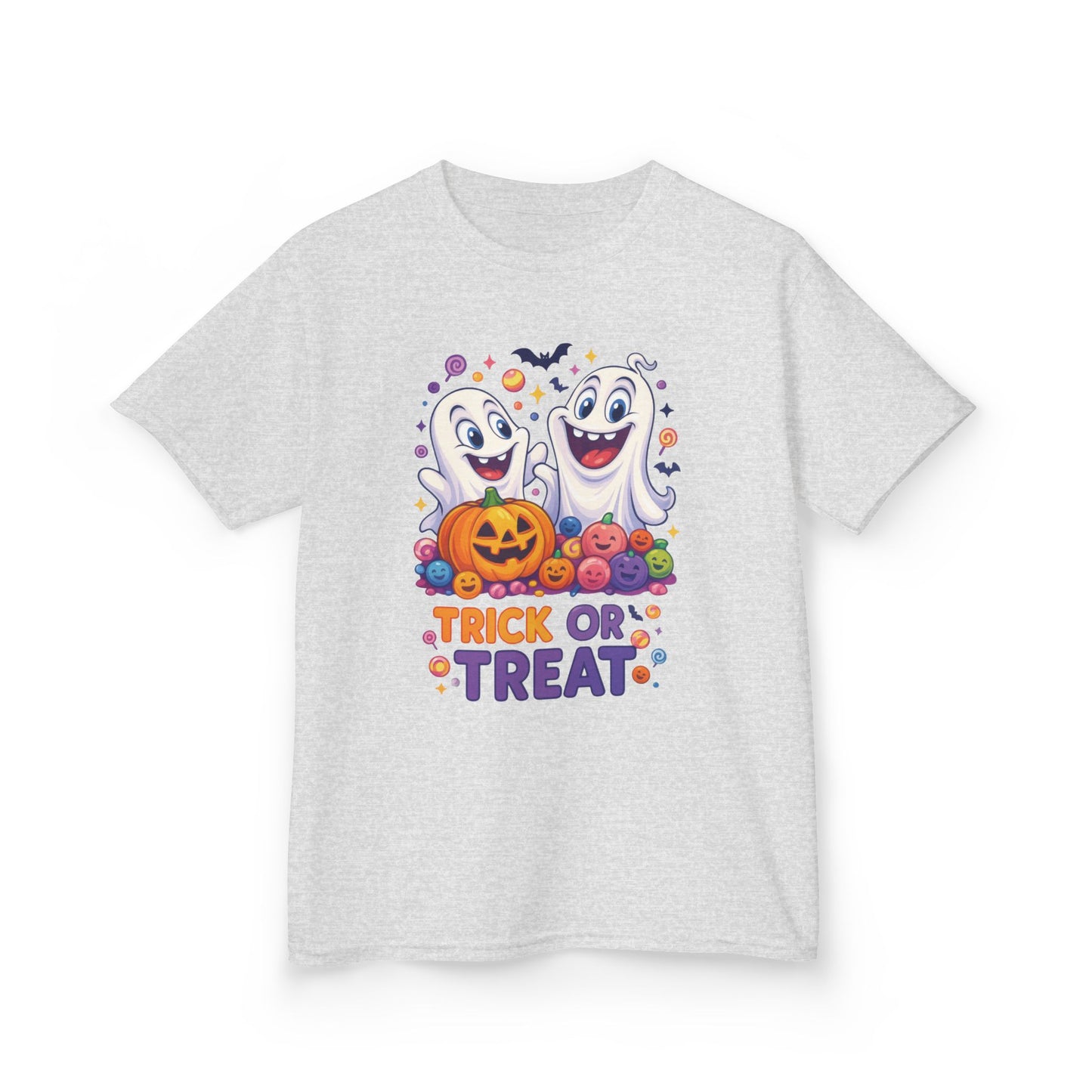 Trick or Treat Kids Halloween T-Shirt, Cute Ghosts Pumpkin Design, Fun Spooky Tee for Boys Girls