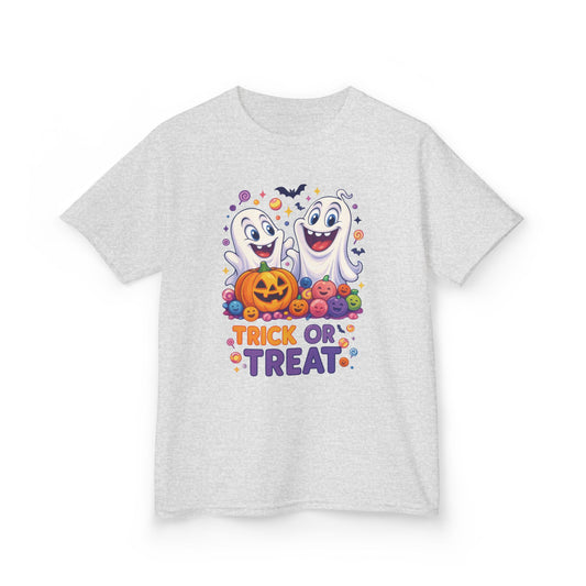 Trick or Treat Kids Halloween T-Shirt, Cute Ghosts Pumpkin Design, Fun Spooky Tee for Boys Girls
