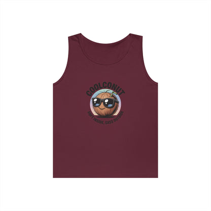 Coolconut Unisex Heavy Cotton Tank Top - Fun Summer Tee, Cute Beach Outfit, Vacation Wear, Gift for Him or Her, Trendy Summer Apparel