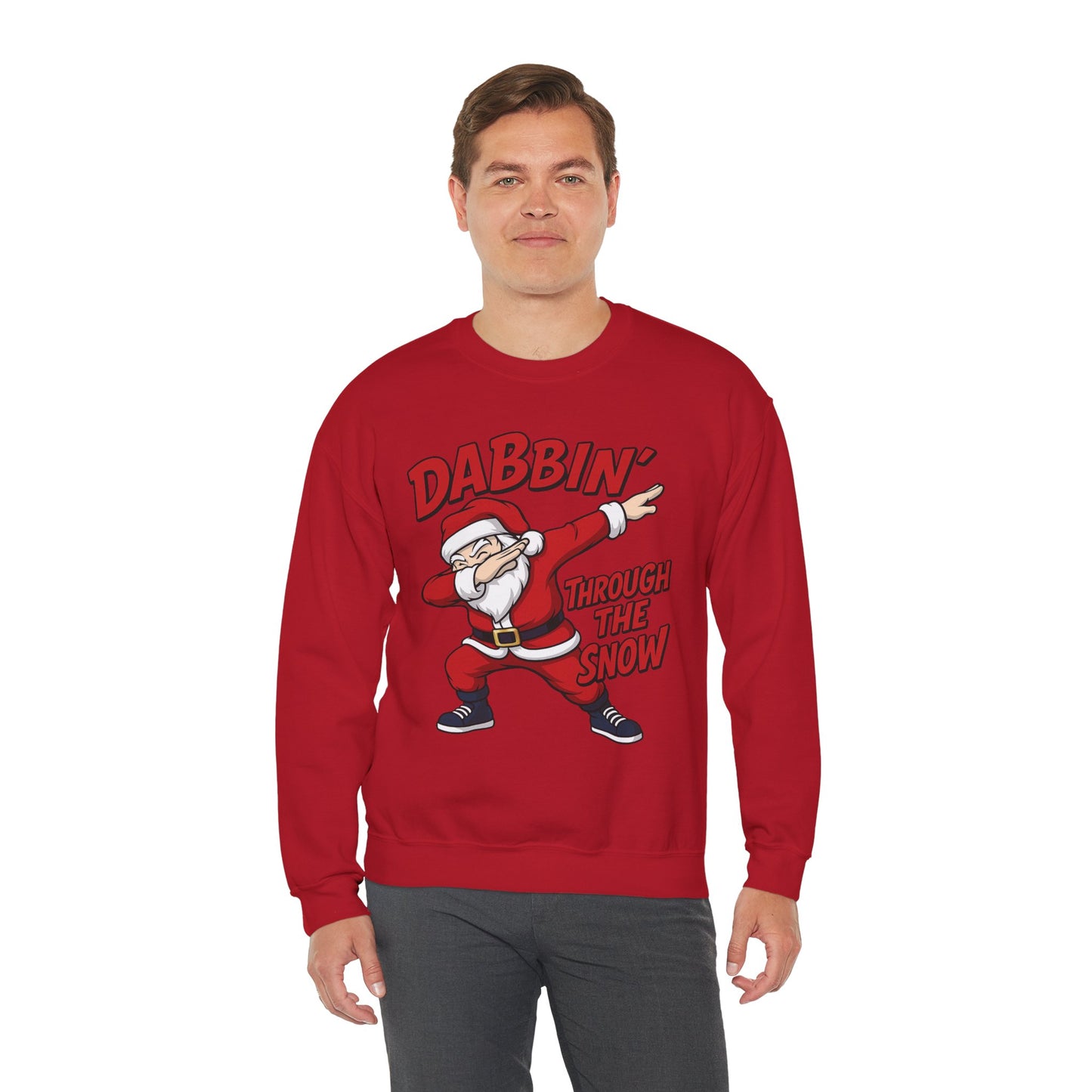 Dabbin Through The Snow Santa Men's Christmas Sweatshirt, Funny Holiday Jumper