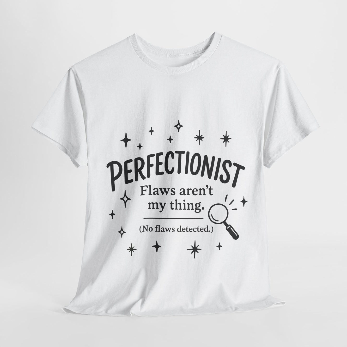 Funny Perfectionist T-Shirt for Women, No Flaws Detected Graphic Tee, Minimalist Humor Shirt, Gift for OCD, Flawless Queen