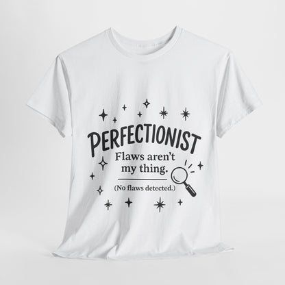Funny Perfectionist T-Shirt for Women, No Flaws Detected Graphic Tee, Minimalist Humor Shirt, Gift for OCD, Flawless Queen