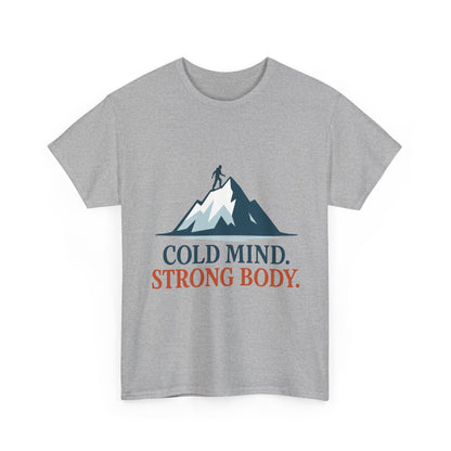 Cold Mind Strong Body Mens T-Shirt, Nordic Minimalist Mountain Hiking Tee