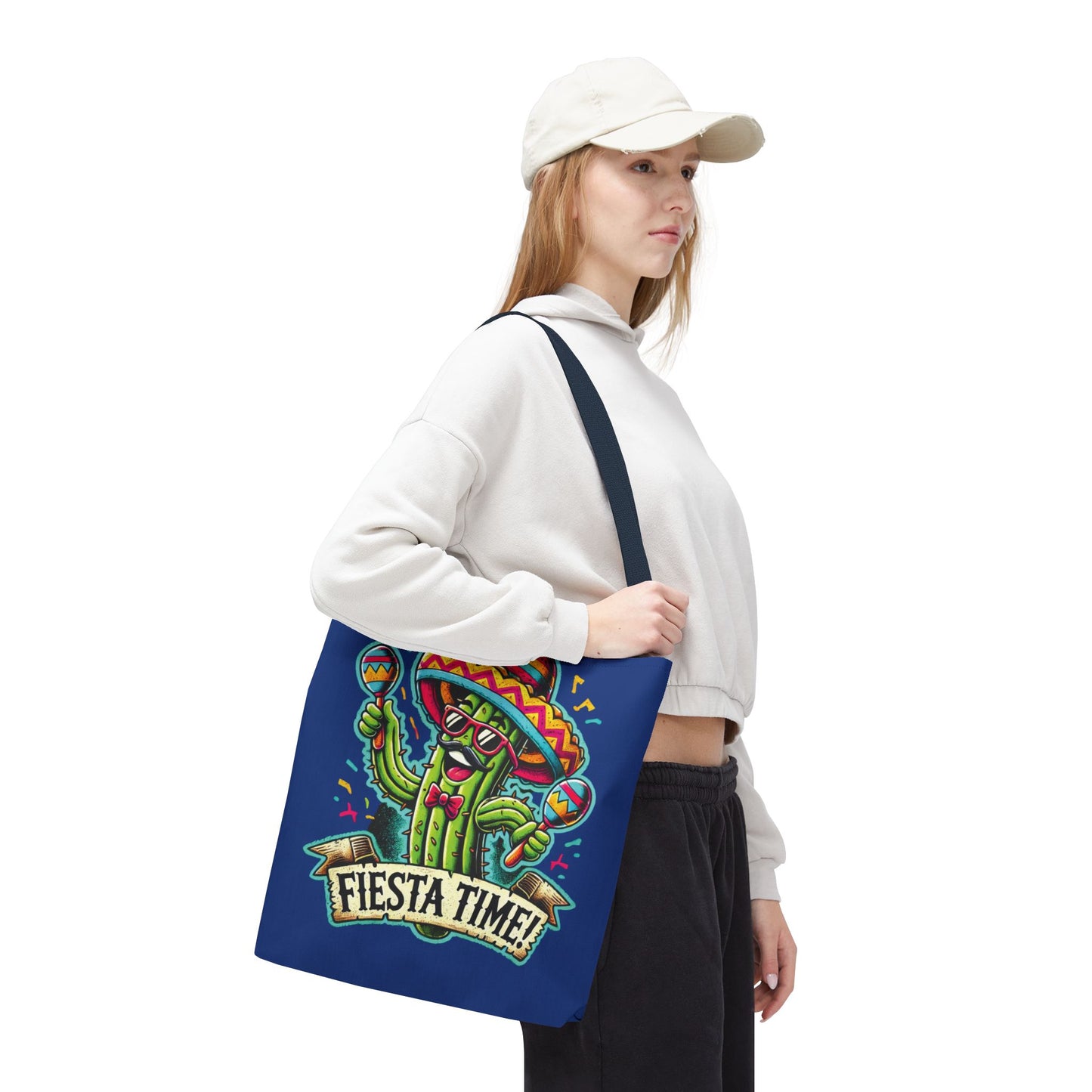 Fiesta Time Cactus Tote Bag, Funny Mexican Party Gift, Sombrero Maracas Print, Cinco de Mayo Bag, Summer Festival Tote, Beach Bag, Shopping