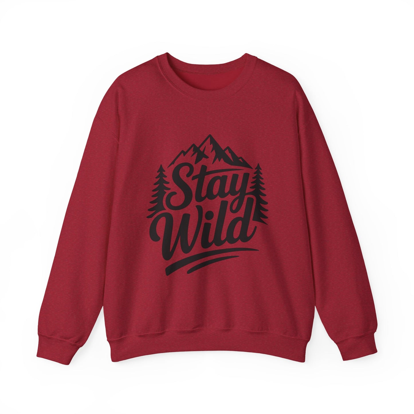 Stay Wild Unisex Crewneck Sweatshirt, Cozy Casual Wear for Adventurers, for Nature Lovers, Mountain Nature Unisex Crewneck Sweatshirt