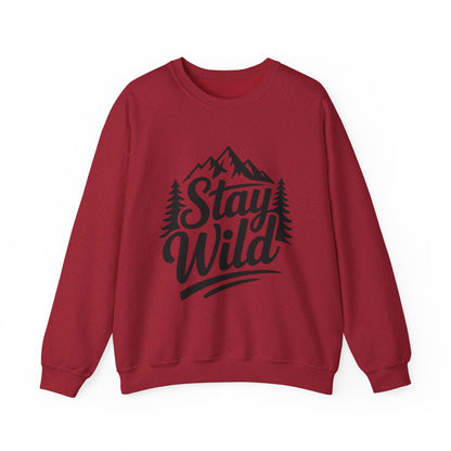 Stay Wild Unisex Crewneck Sweatshirt, Cozy Casual Wear for Adventurers, for Nature Lovers, Mountain Nature Unisex Crewneck Sweatshirt