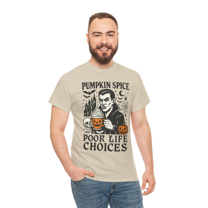 Pumpkin Spice Poor Life Choices Men's T-Shirt, Funny Vampire Coffee Halloween Graphic Tee