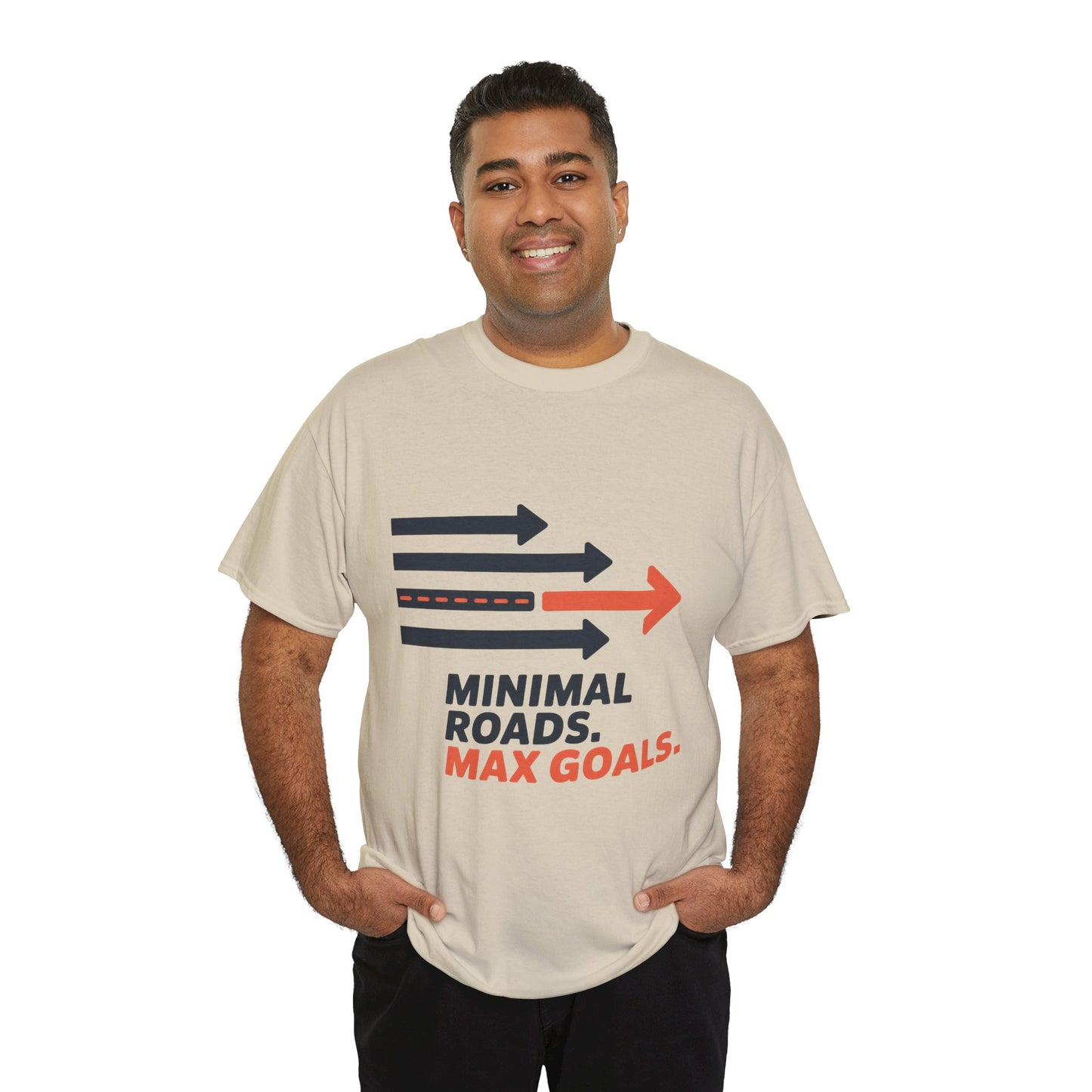Minimal Roads Max Goals Motivational Mens T-Shirt, Urban Style Graphic Tee