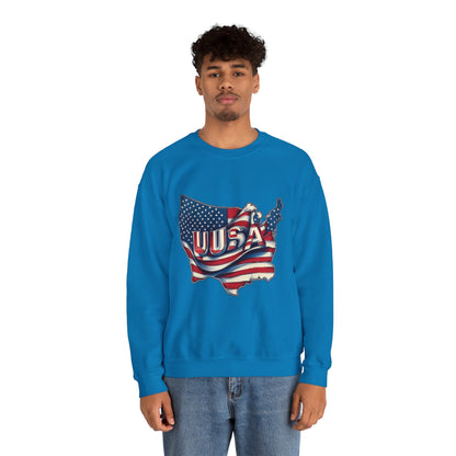 Patriotic USA Crewneck Sweatshirt, Unisex Sweatshirt, American Flag Apparel, Casual Comfort, Great for Independence Day and Holidays
