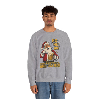 Funny Santa Beer Christmas Sweatshirt, Men's Holiday Pullover, Men's Heavy Blend™ Crewneck Sweatshirt