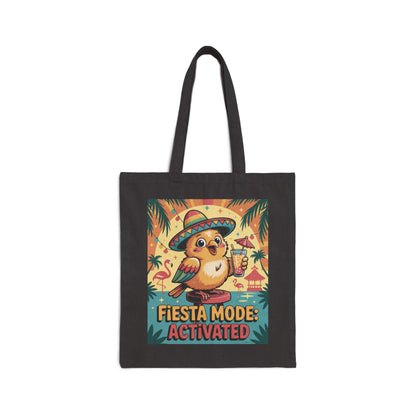 Fiesta Mode Activated Cotton Canvas Tote Bag, Fun Party Accessories, Eco-Friendly Shopping Bag, Summer Vibes Tote, Gift for Friends