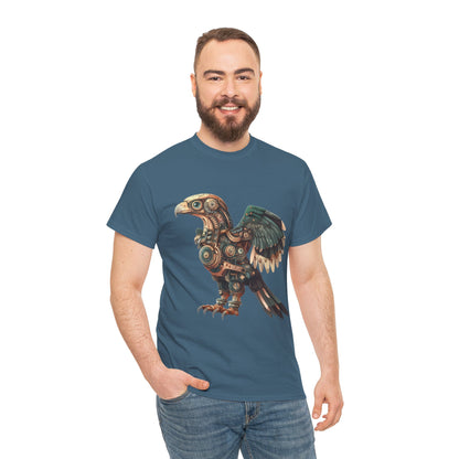 Steampunk Eagle Mens Tee, Cotton Tee with Mechanical Bird Design, Vintage Graphic Shirt, Gift for Bird Lovers, Unique Art Apparel